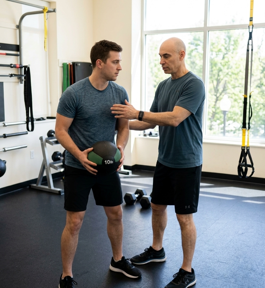 Carlos Perez coaching a client in a private training session