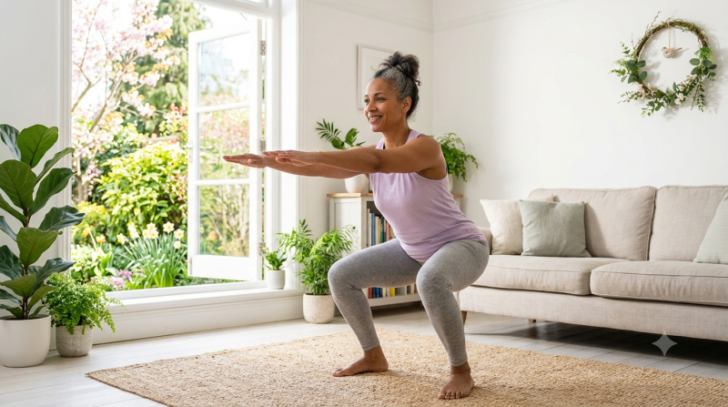Body weight squat at home