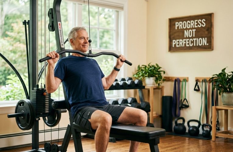 Man doing Pulldown in home gym in Greenwich CT