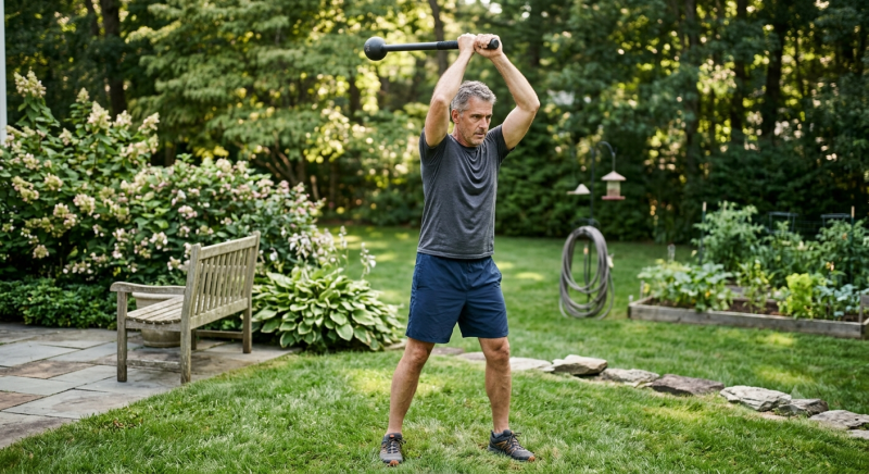 Man using a steel mace