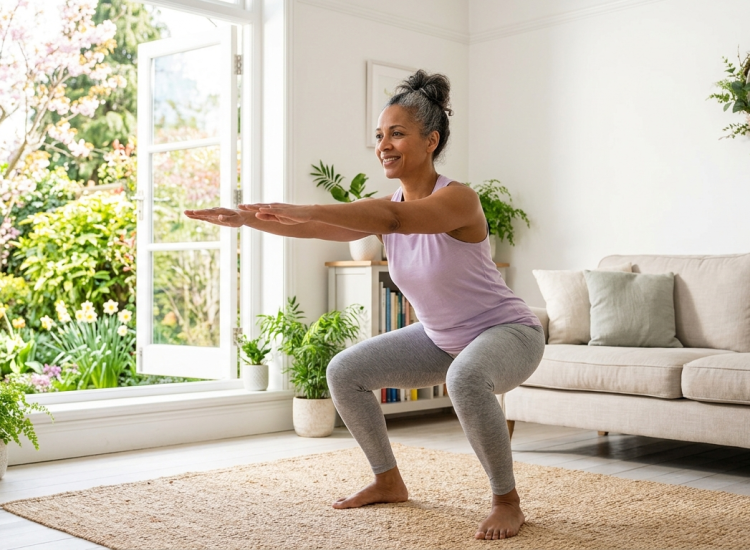 Body weight squat at home
