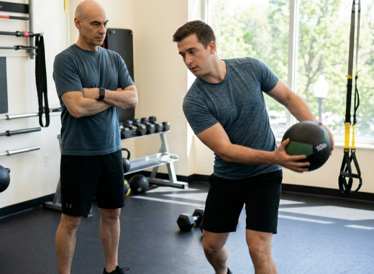 Greenwich Personal Trainer Carlos Perez working client