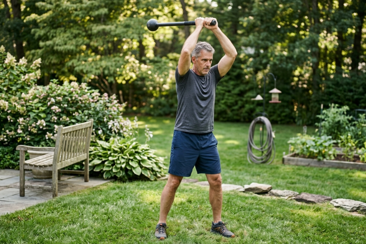 Man using a steel mace